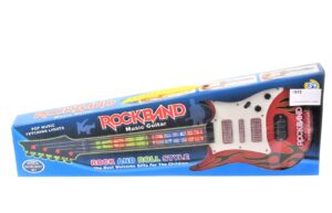 RockBand plastmassist helide ja tuledega mängukitarr