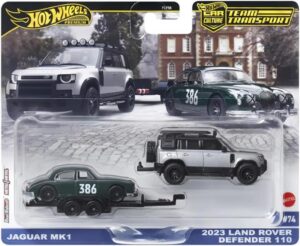 Hot Wheels Premium Car Culture Team Transport - Jaguar MK1 & 2023 Land Rover Defender 110